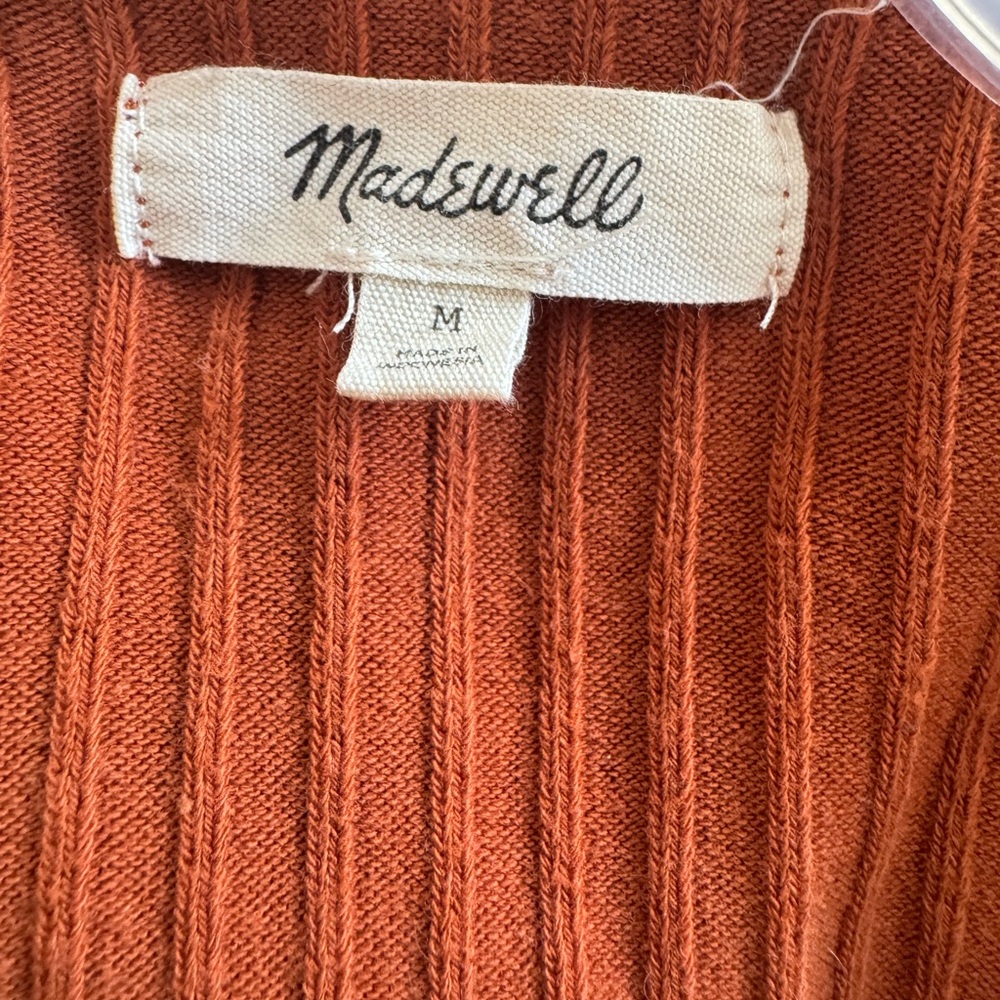 Madewell Rust Button-Down Ribbed Top - Picture 5 of 6